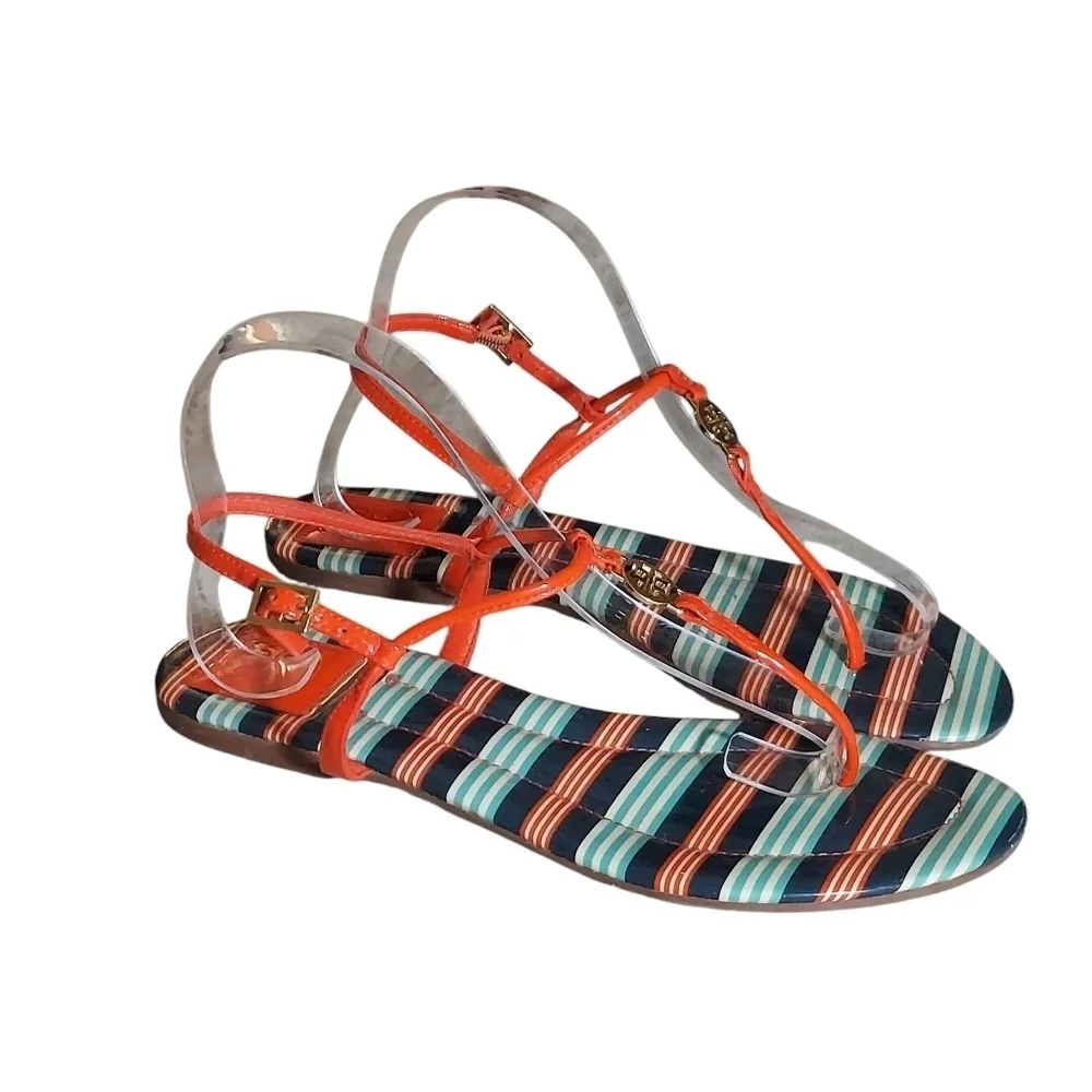 Tory Burch Emmy Habanero Pepper Stripe Cushioned Footbed Sandals